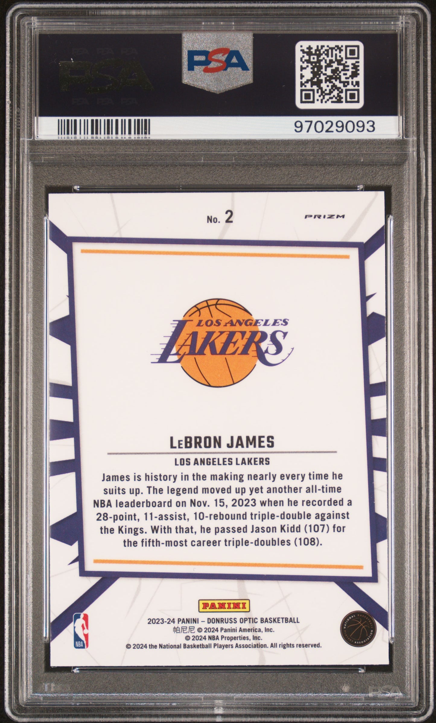 2023 Panini Donruss Optic My House LeBron James #2 PSA 9
