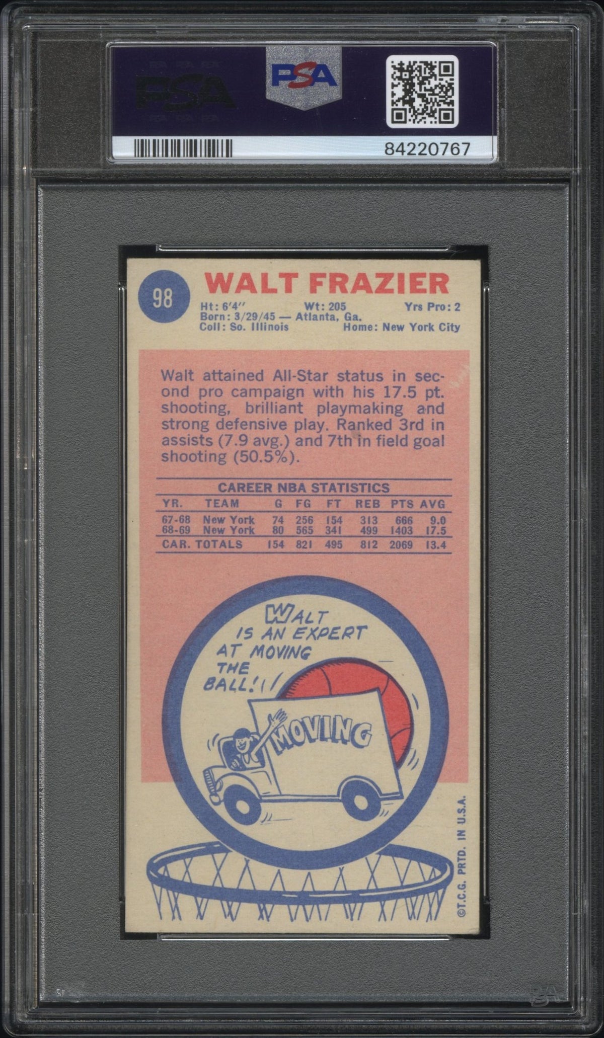 1969 Topps Walt Frazier #98 PSA 4