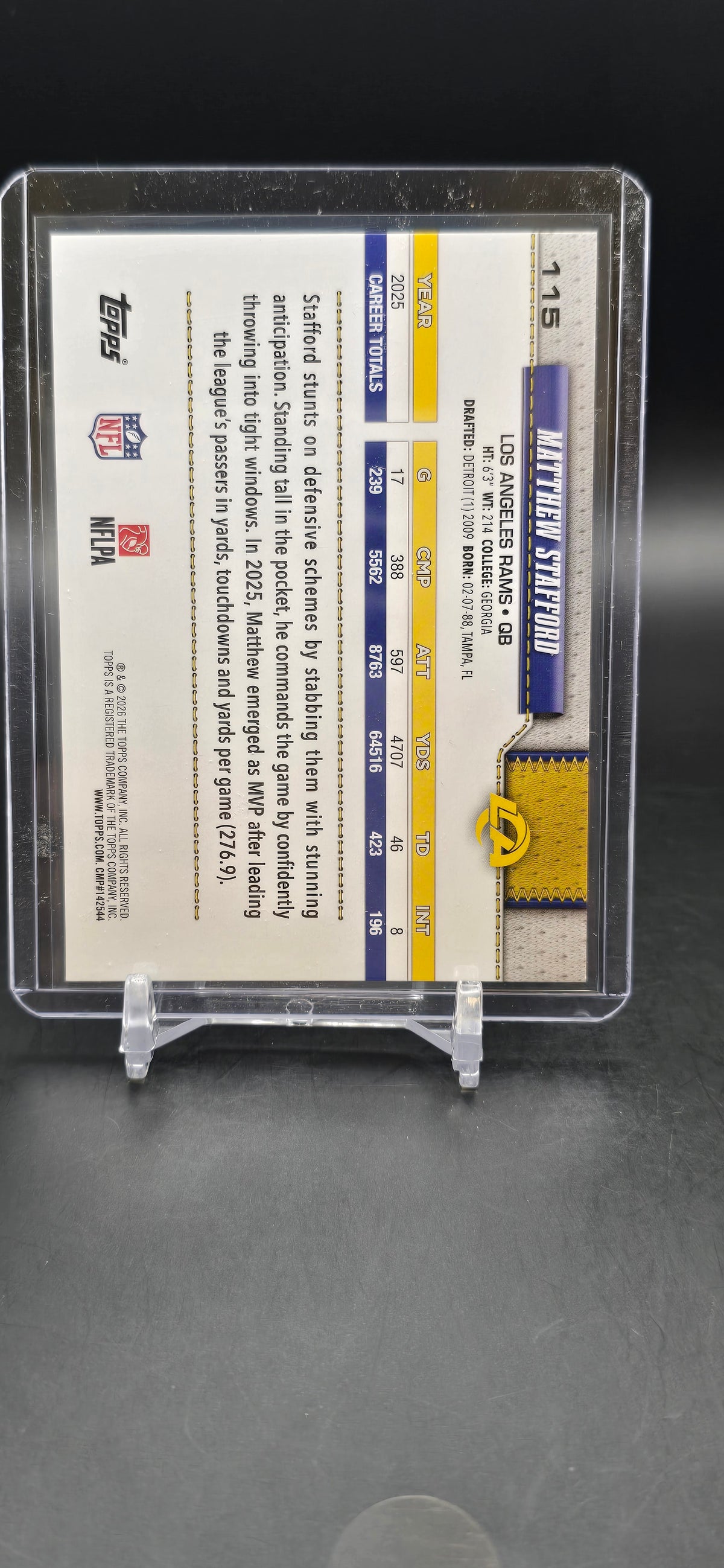 2026 Topps Team Logo Border Matthew Stafford #115 Rams