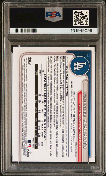 2024 Bowman Chrome Yoshinobu Yamamoto #73 PSA 9