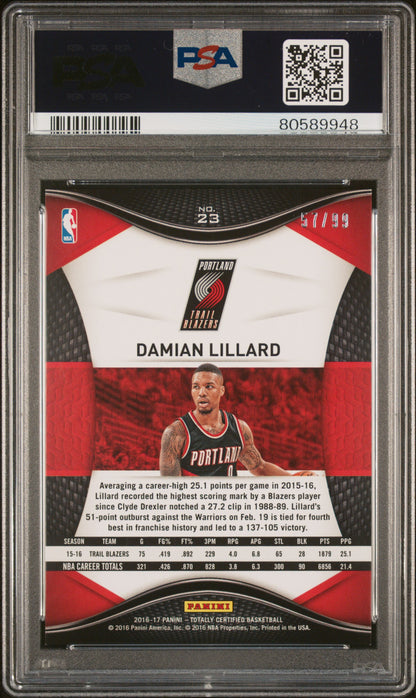 2016 Panini Totally Certified Damian Lillard #23 PSA 8