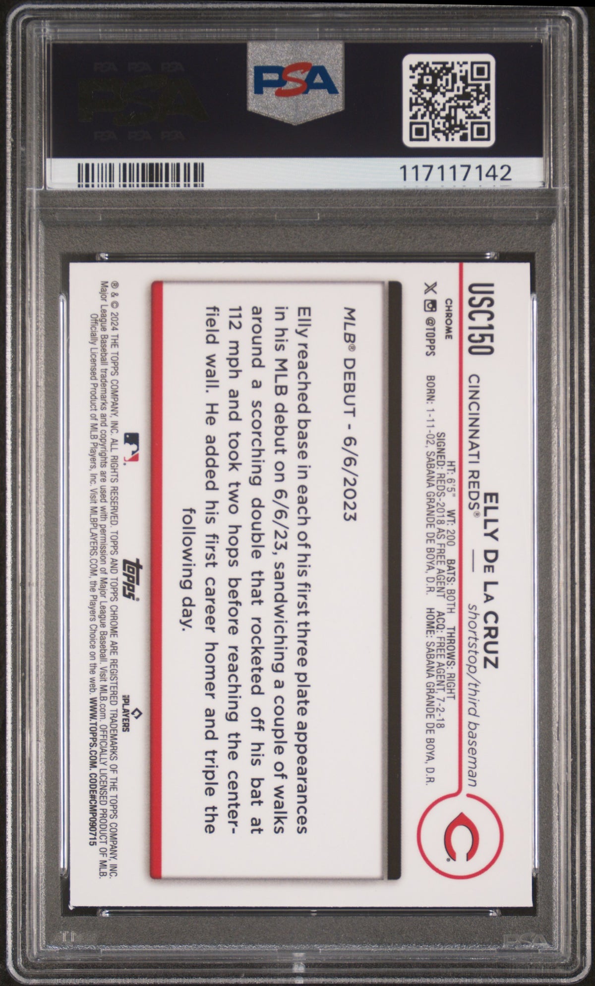 2024 Topps Chrome Update Elly De La Cruz #USC150 PSA 10