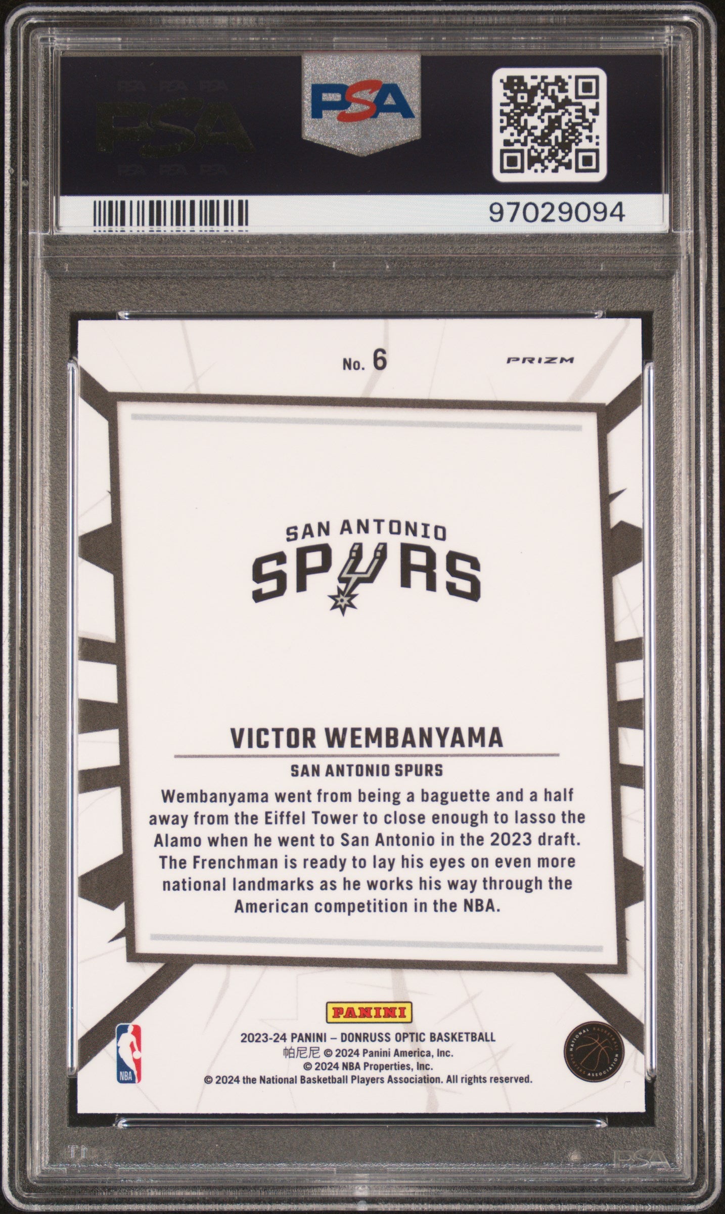 2023 Panini Donruss Optic My House Victor Wembanyama #6 PSA 10
