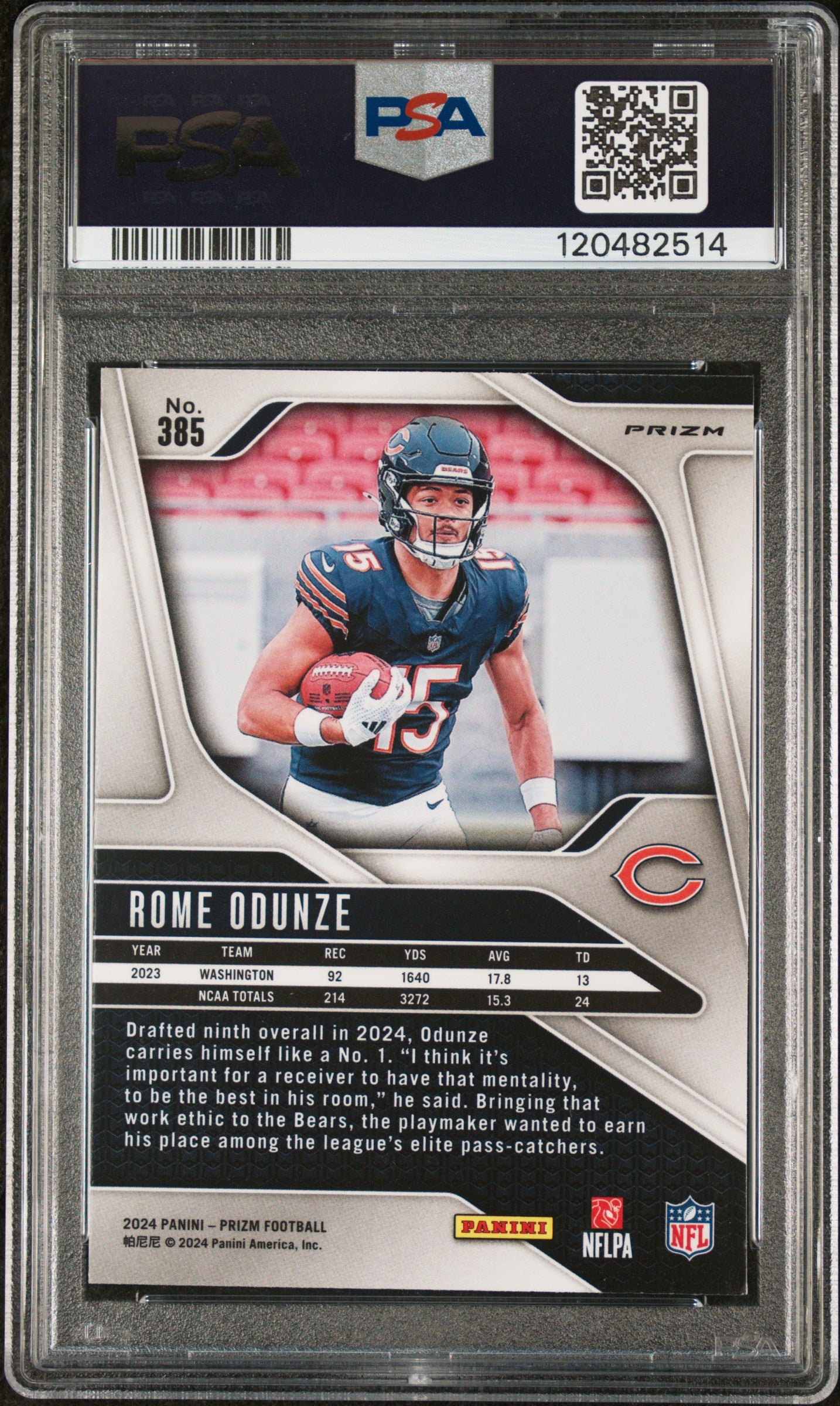2024 Panini Prizm Rome Odunze #385 PSA 9