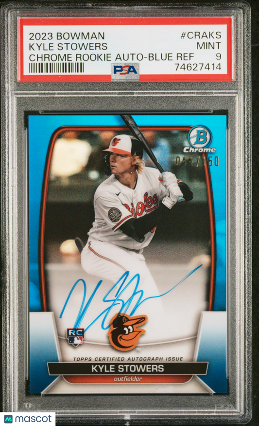 2023 Bowman Chrome Rookie Autographs Kyle Stowers #CRAKS 044/150 PSA 9