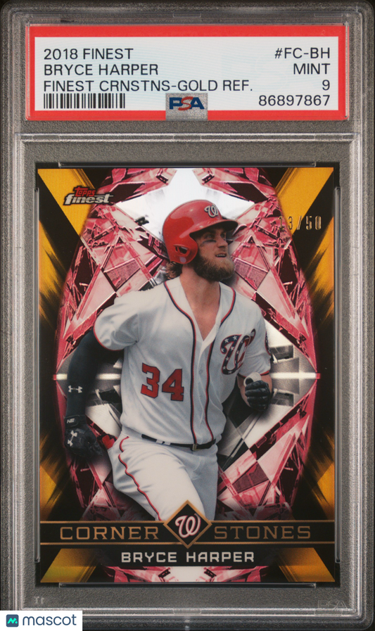 2018 Finest Finest Cornerstones Bryce Harper #FC-BH 3/50 PSA 9