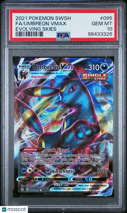 2021 Pokemon Sword & Shield Evolving Skies Umbreon VMAX #095 Fa Evolving Skies PSA 10